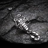 Detail View 2 of Dangling Scorpion Belly Button Ring-Clear Gem