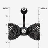 Detail View 1 of Colorline Mesh Bow-Tie Belly Button Ring-Black/Clear