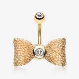 Golden Adorable Mesh Bow-Tie Belly Ring