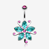 Glistening Lily Blossome Flower Belly Button Ring