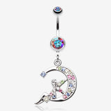 Crescent Moon Fairy Belly Button Ring-Aurora Borealis