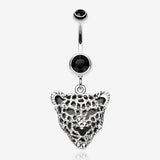 Black Onyx Panther Belly Button Ring-Black