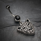 Detail View 2 of Black Onyx Panther Belly Button Ring-Black