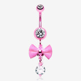 Pink Dainty Bow-Tie Belly Button Ring