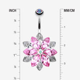 Detail View 1 of Classic Marquis Lotus Belly Button Ring-Pink/Clear