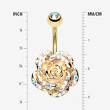 Detail View 1 of Golden Gleam Rose Belly Button Ring-Aurora Borealis