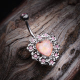 Detail View 2 of Sparkle Heart Flower Belly Button Ring-Pink