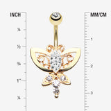Detail View 1 of Golden Butterfly Grand Belly Button Ring-Clear Gem