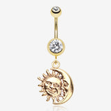 Golden Sun & Moon Union of Opposites Belly Button Ring