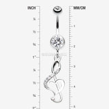 Detail View 1 of Lovely G Clef Music Note Belly Button Ring-Clear Gem