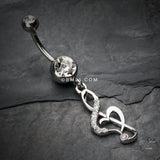 Detail View 2 of Lovely G Clef Music Note Belly Button Ring-Clear Gem