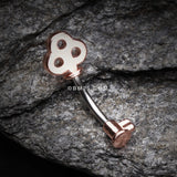 Detail View 2 of Rose Gold Dainty Princess Key Belly Button Ring-Rose Gold