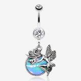 Opal Mystique Fairy Belly Button Ring-Clear Gem