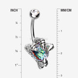 Detail View 1 of Dragon's Claw Paragon Belly Button Ring-Clear Gem