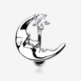 Crescent Moon Shine Reverse Belly Button Ring