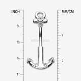 Detail View 1 of Classic Anchor Dock Belly Button Ring-Clear Gem