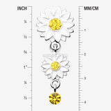 Detail View 1 of Beach Sunflower Reverse Belly Button Ring-Yellow