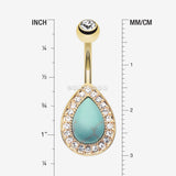 Detail View 1 of Golden Avice Turquoise Multi-Gem Belly Button Ring-Clear Gem