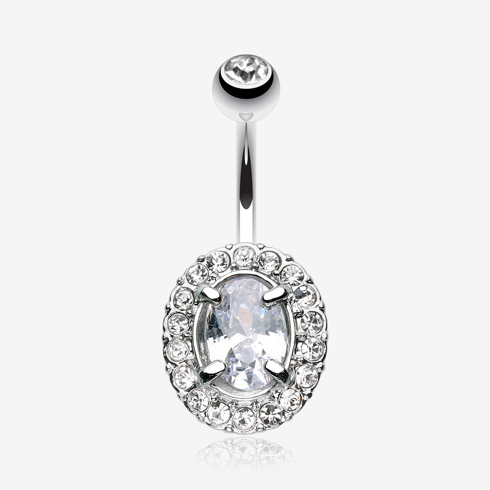 Grand Sparkle Prong Gem Belly Button Ring-Clear Gem