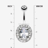 Detail View 1 of Grand Sparkle Prong Gem Belly Button Ring-Clear Gem