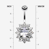 Detail View 1 of Flower Dazzle Sparkle Belly Button Ring-Clear Gem