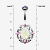 Detail View 1 of Grand Florid Opal Sparkle Belly Button Ring-Aurora Borealis/Pink