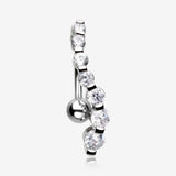 Grand Journey Sparkle Reverse Belly Button Ring-Clear Gem