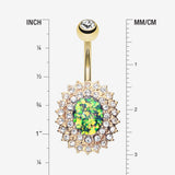 Detail View 1 of Golden Radiant Opal Sparkle Belly Button Ring-Clear Gem