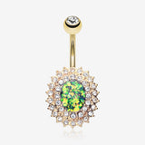Golden Radiant Opal Sparkle Belly Button Ring-Clear Gem