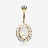 Golden Opal Elegance Belly Button Ring-Clear Gem