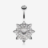 Flower Enchant Belly Button Ring -Clear Gem