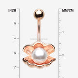 Detail View 1 of Rose Gold Ariel's Shell with Pearl Belly Button Ring-White