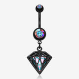 Colorline Urban Iridescent Diamond Belly Button Ring-Black/Aurora Borealis