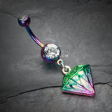 Detail View 2 of Colorline Urban Iridescent Diamond Belly Button Ring-Rainbow/Clear