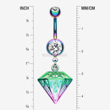Detail View 1 of Colorline Urban Iridescent Diamond Belly Button Ring-Rainbow/Clear