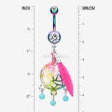Detail View 1 of Colorline Opal Sparkle Dreamcatcher Belly Button Ring-Rainbow/Clear