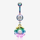 Colorline Rainbow Sparkle Flower Belly Button Ring