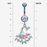 Detail View 1 of Colorline Peacock Dance Belly Button Ring-Rainbow/Clear