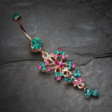 Detail View 2 of Rose Gold Glam Butterfly Fall Fancy Belly Ring-Teal
