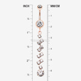 Detail View 1 of Rose Gold Journey Tier Sparkle Belly Button Ring-Clear Gem