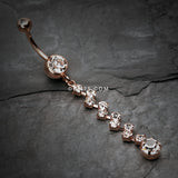 Detail View 2 of Rose Gold Journey Tier Sparkle Belly Button Ring-Clear Gem