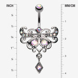 Detail View 1 of Butterfly Glorieux Belly Button Ring-Aurora Borealis