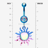 Detail View 1 of Colorline Iridescent Blazing Sun Belly Button Ring-Blue/Aurora Borealis