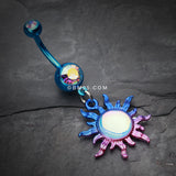 Detail View 2 of Colorline Iridescent Blazing Sun Belly Button Ring-Blue/Aurora Borealis