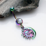 Detail View 2 of Rainbow Sun & Moon Union of Opposites Belly Button Ring-Clear Gem