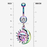Detail View 1 of Rainbow Sun & Moon Union of Opposites Belly Button Ring-Clear Gem