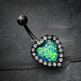 Detail View 2 of Colorline Opal Heart Essentia Belly Button Ring-Black/Clear
