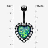 Detail View 1 of Colorline Opal Heart Essentia Belly Button Ring-Black/Clear