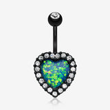 Colorline Opal Heart Essentia Belly Button Ring-Black/Clear