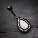Detail View 2 of Colorline Opal Avice Belly Button Ring-Black/Clear